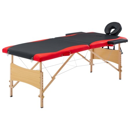 Camilla de masaje plegable 2 zonas madera negro y rojo de , Mesas de masaje - Ref: Foro24-110206, Precio: 165,96 €, Descuento: %