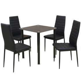 Conjunto de mesas y sillas de comedor de cinco piezas negro de , muebles para cocinas y comedores - Ref: Foro24-242933, Preci...