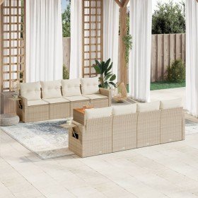 Set de sofás de jardín 9 pzas con cojines ratán sintético beige en Conjuntos de jardín | Comprar online en Foru.es