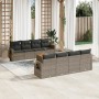 Set de muebles de jardín 9 pzas y cojines ratán sintético gris en Conjuntos de jardín | Comprar online en Foru.es