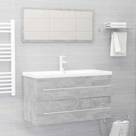 Set muebles de baño 2 piezas madera contrachapada gris hormigón de , Muebles de baño - Ref: Foro24-804849, Precio: 96,10 €, D...