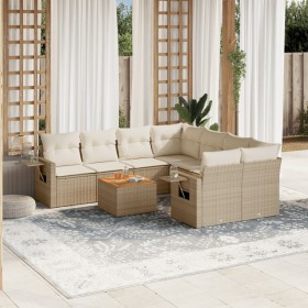 Set de sofás de jardín 9 pzas con cojines ratán sintético beige en Conjuntos de jardín | Comprar online en Foru.es