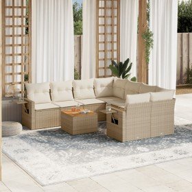 Set de sofás de jardín 9 pzas con cojines ratán sintético beige en Conjuntos de jardín | Comprar online en Foru.es