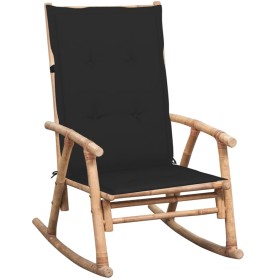 Silla mecedora con cojín bambú de , Sillas de jardín - Ref: Foro24-3063910, Precio: 143,86 €, Descuento: %