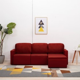 Sofá cama modular de 3 plazas cuero sintético color vino tinto de , Sofás - Ref: Foro24-288797, Precio: 488,03 €, Descuento: %