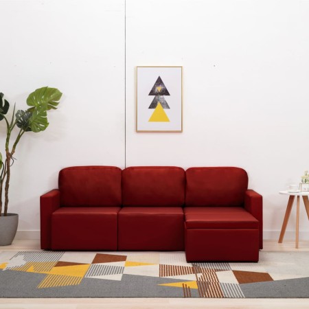 Sofá cama modular de 3 plazas cuero sintético color vino tinto de , Sofás - Ref: Foro24-288797, Precio: 488,03 €, Descuento: %