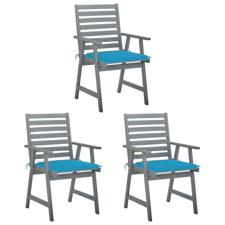 Sillas comedor de jardín 3 uds madera maciza acacia y cojines de , Sillas de jardín - Ref: Foro24-3064432, Precio: 282,72 €, ...
