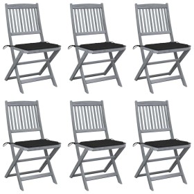 Sillas de jardín plegables 6 uds cojines madera maciza acacia de , Sillas de jardín - Ref: Foro24-3065441, Precio: 344,78 €, ...