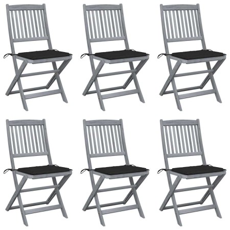 Sillas de jardín plegables 6 uds cojines madera maciza acacia de , Sillas de jardín - Ref: Foro24-3065441, Precio: 344,78 €, ...