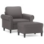 Sillón con taburete cuero sintético gris 60 cm de , Sofás - Ref: Foro24-3201202, Precio: 205,30 €, Descuento: %