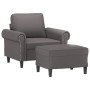 Sillón con taburete cuero sintético gris 60 cm de , Sofás - Ref: Foro24-3201202, Precio: 205,30 €, Descuento: %