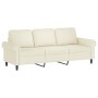 Sofá de 3 plazas con taburete de terciopelo crema 180 cm de , Sofás - Ref: Foro24-3201223, Precio: 365,46 €, Descuento: %
