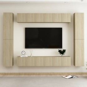 Set de muebles salón TV 10 pzas madera ingeniería roble Sonoma de , Muebles TV - Ref: Foro24-3078980, Precio: 390,39 €, Descu...