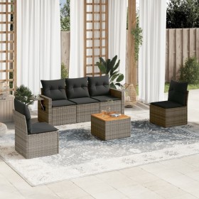 Set de muebles de jardín 6 pzas y cojines ratán sintético gris en Conjuntos de jardín | Comprar online en Foru.es
