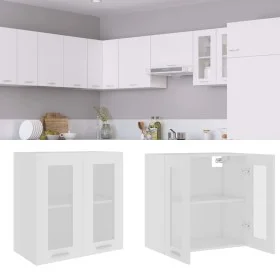 Armario colgante vidrio y madera ingeniería blanco 60x31x60 cm de vidaXL, Armarios de cocina - Ref: Foro24-802521, Precio: 58...