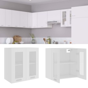 Armario colgante vidrio y madera ingeniería blanco 60x31x60 cm de vidaXL, Armarios de cocina - Ref: Foro24-802521, Precio: 59...