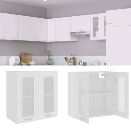 Armario colgante vidrio y madera ingeniería blanco 60x31x60 cm de vidaXL, Armarios de cocina - Ref: Foro24-802521, Precio: 58...
