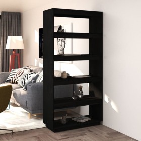 Estantería/divisor de espacios pino negra 80x35x167 cm de , Librerías y estanterías - Ref: Foro24-810898, Precio: 103,48 €, D...