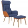 Sillón de relax con taburete tela y cuero sintético azul de , Sillones - Ref: Foro24-3097765, Precio: 140,48 €, Descuento: %