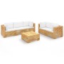 Juego muebles de jardín 6 piezas y cojines madera maciza teca de , Conjuntos de jardín - Ref: Foro24-3100871, Precio: 1,00 €,...