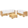 Juego muebles de jardín 6 piezas y cojines madera maciza teca de , Conjuntos de jardín - Ref: Foro24-3100871, Precio: 1,00 €,...