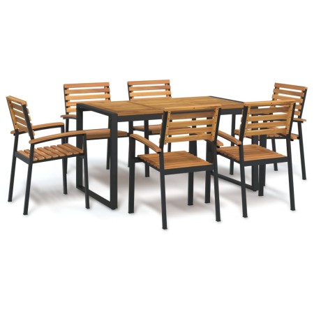 Juego de comedor de jardín 7 pzas madera maciza acacia y metal de , Conjuntos de jardín - Ref: Foro24-3155407, Precio: 762,30...