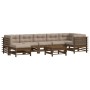 Juego muebles jardín 8 pzas y cojines madera maciza marrón miel de , Conjuntos de jardín - Ref: Foro24-3185860, Precio: 920,5...