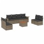Set de muebles de jardín 9 pzas y cojines ratán sintético gris en Conjuntos de jardín | Comprar online en Foru.es