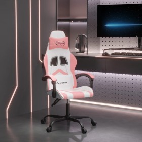 Silla gaming giratoria cuero sintético blanco y rosa de , Sillones para videojuegos - Ref: Foro24-349600, Precio: 105,26 €, D...