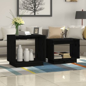 Mesas de centro apilables 2 unidades madera maciza pino negro de , Mesas de centro - Ref: Foro24-813529, Precio: 48,48 €, Des...