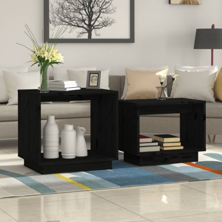 Mesas de centro apilables 2 unidades madera maciza pino negro de , Mesas de centro - Ref: Foro24-813529, Precio: 48,48 €, Des...