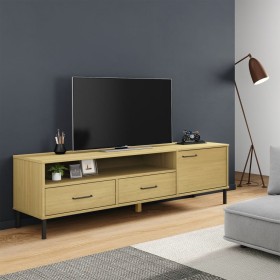 Mueble de TV con patas de metal OSLO madera maciza pino marrón de , Muebles TV - Ref: Foro24-351027, Precio: 132,92 €, Descue...