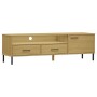 Mueble de TV con patas de metal OSLO madera maciza pino marrón de , Muebles TV - Ref: Foro24-351027, Precio: 132,92 €, Descue...