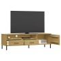 Mueble de TV con patas de metal OSLO madera maciza pino marrón de , Muebles TV - Ref: Foro24-351027, Precio: 132,92 €, Descue...