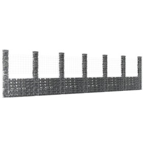 Cesta de gaviones forma de U 2 postes de hierro 740x20x200 cm de , Paneles de vallas - Ref: Foro24-151294, Precio: 354,80 €, ...