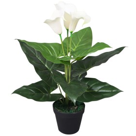 Planta cala lilly artificial con macetero 45 cm blanca de , Flora artificial - Ref: Foro24-244443, Precio: 23,58 €, Descuento: %