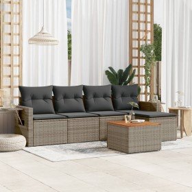 Set de muebles de jardín 6 pzas y cojines ratán sintético gris en Conjuntos de jardín | Comprar online en Foru.es
