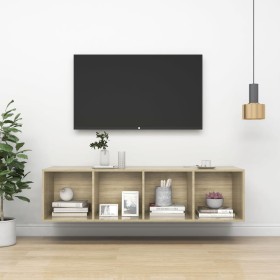 Mueble TV pared contrachapada color roble Sonoma 37x37x142,5 cm de , Muebles TV - Ref: Foro24-805492, Precio: 61,21 €, Descue...