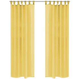 Cortinas de gasa 2 unidades 140x175 cm amarillo de , Cortinas y visillos - Ref: Foro24-132248, Precio: 20,91 €, Descuento: %