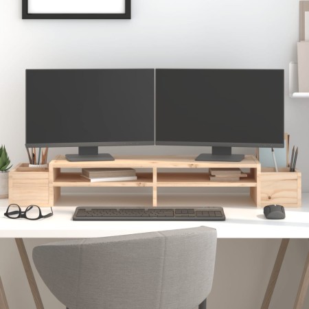 Soporte para monitor madera maciza de pino 100x27,5x15 cm de , Bases y elevadores para ordenadores - Ref: Foro24-813969, Prec...