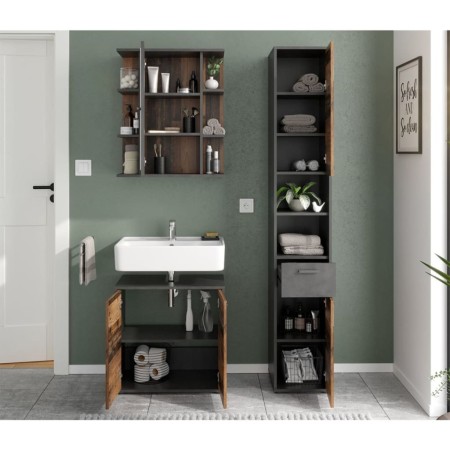 FMD Armario para lavabo de baño con 2 puertas matera oscuro old style de , Tocadores de baño - Ref: Foro24-429457, Precio: 12...
