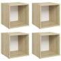 Muebles TV 4 uds contrachapada blanco y roble Sonoma 37x35x37cm de , Muebles TV - Ref: Foro24-805515, Precio: 61,90 €, Descue...