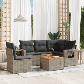 Set de muebles de jardín 6 pzas y cojines ratán sintético gris en Conjuntos de jardín | Comprar online en Foru.es