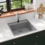 Fregadero de cocina con rebosadero granito gris de , Fregaderos - Ref: Foro24-147062, Precio: 183,19 €, Descuento: %