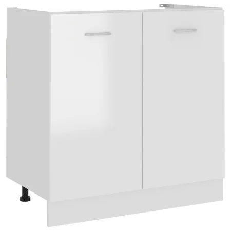 Glossy white plywood lower cabinet 80x46x81.5 cm by vidaXL, Kitchen cabinets - Ref: Foro24-801201, Price: 71,49 €, Discount: %
