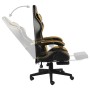 Silla gaming con reposapiés cuero sintético negro y dorado de vidaXL, Sillas de oficina - Ref: Foro24-20528, Precio: 130,20 €...