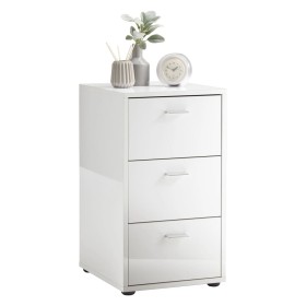 FMD Mesita de noche con 3 cajones blanco brillante de , Mesitas de noche - Ref: Foro24-429455, Precio: 179,93 €, Descuento: %