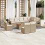 Set de sofás de jardín 11pzas con cojines ratán sintético beige en Conjuntos de jardín | Comprar online en Foru.es