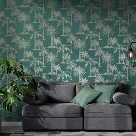 DUTCH WALLCOVERINGS Papel pintado árbol tropical verde azulado y plata de , Papel pintado - Ref: Foro24-437419, Precio: 22,08...