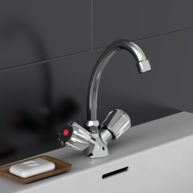 SCHÜTTE Grifo mezclador bimando para lavabo SAVINO cromado de , Grifos - Ref: Foro24-438684, Precio: 36,51 €, Descuento: %